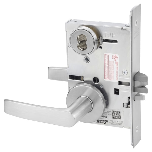 Storeroom or Closet Mortise Lock, AS Lever, A Rose, 6-Pin LFIC Less Core, Satin Chrome